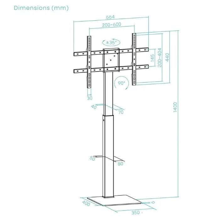 Tooq Soporte de Suelo FS2286M-B para TV 37-70 pulgadas